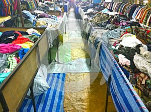 The Secondhand clothes in the market