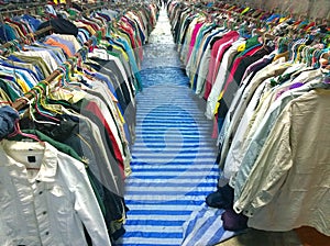 The Secondhand clothes in the market