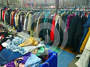 The Secondhand clothes in the market