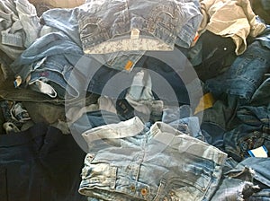 The Secondhand clothes in the market