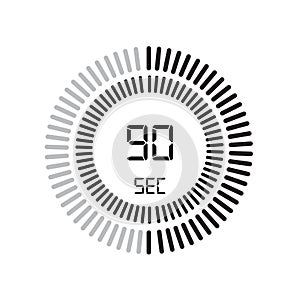 The 90 seconds icon, digital timer. clock and watch, timer, countdown symbol isolated on white background, stopwatch vector icon photo