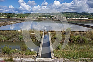 Secovlje Saltworks largest Slovenian salt evaporation pond on Adratic sea, natural and industrial landscape in Slovenia Piran