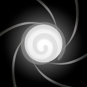 Secret agent gun barrel inside. Super agent theme vector background. Inside pistol barrel swirl and spiral illustration