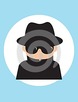 Secret agent man, gentleman spy of intelligence service,collect political, business information,Vector flat style cartoon