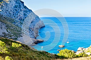 Secret beach - wild coast of Mallorca, Spain, Balearic Islands. Artistic sunrise and dusk landascape.