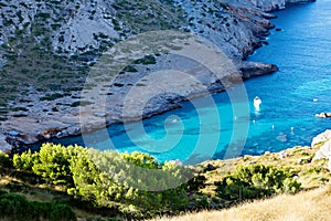 Secret beach - wild coast of Mallorca, Spain, Balearic Islands. Artistic sunrise and dusk landascape.