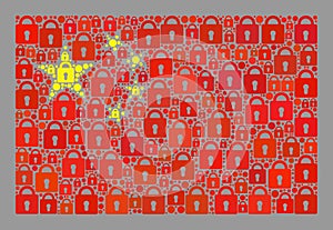 Secret China Flag - Collage of Lock Items