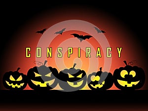 Secret Conspiracy Pumpkins Representing Complicity In Treason Or Political Collusion 3d Illustration