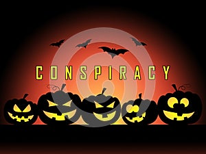 Secret Conspiracy Pumpkins Representing Complicity In Treason Or Political Collusion 3d Illustration photo
