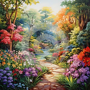 Secret Garden colorfull dreamy pastel colors, anniversary , portrait