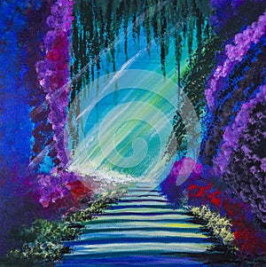 Secret garden painted with acrylics on canvas photo