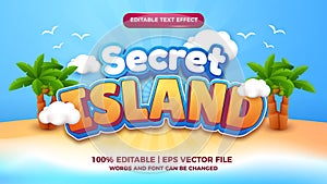 secret island cartoon comic 3d editable text style effect template