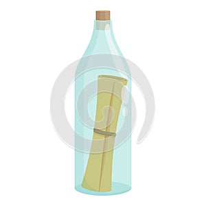Secret message bottle icon cartoon vector. Sea letter