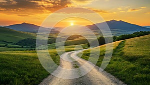 A secret path through the mountains only visible at dawn