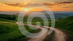 A secret path through the mountains only visible at dawn