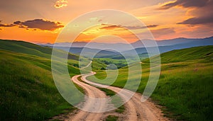 A secret path through the mountains only visible at dawn