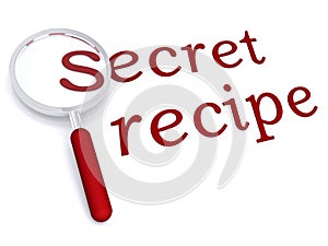 Secret recipe with magnifiying glass