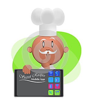 Secret Recipes Mobile App Chef Illustration