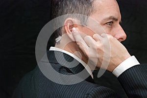 Secret Service Agent Listens To Earpiece, Side photo