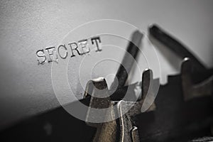 SECRET typed words on a Vintage Typewriter