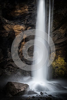 The Secret Waterfall of Kvernufoss in Southern Iceland.