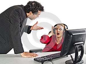 Secretary ignoring her boss