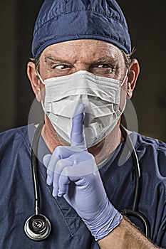 Secretive Doctor Wearing Protective Head Wear