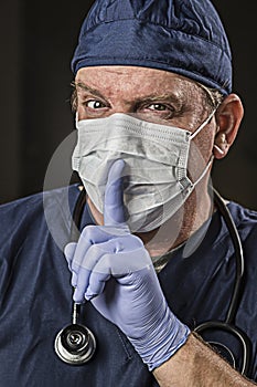 Secretive Doctor Wearing Protective Head Wear