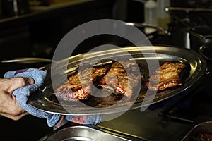 Secreto iberico, pork cut from spanish iberian pig photo