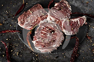 Secreto iberico, pork cut from spanish iberian pig photo