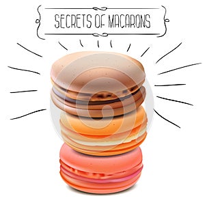 Secrets of Macarons. Vector Illustration