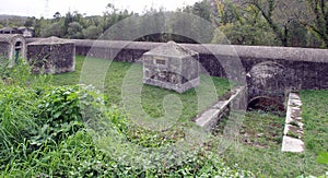 Section of 18th-century aqueduct Aguas Livres in Amadora, Lisbon, Port