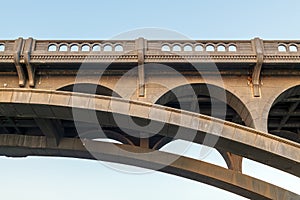 A section of the arch of the Rogue River Bridge at Gold Beach, Oregon, USA