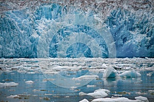 Section of the calving wall of the glacier in Tracy Arm Fjord, Alaska