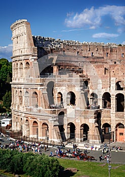 Section of Colosseum, Rome. Rome architecture and landmark.