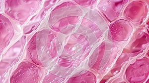 A section of epithelial tissue with smooth flat cells tightly packed together. The tissue appears to have a smooth