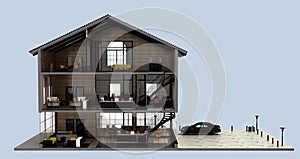 Section and interior an office building