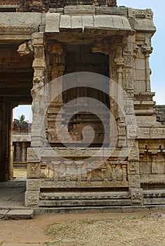 A section of the North Gopura of the inner courtyard, Achyuta Raya temple, Hampi, Karnataka. Sacred Center. View from the north.