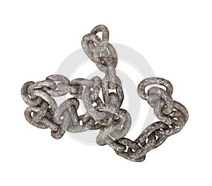 Section of old metal chain isolated.