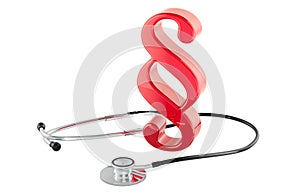 Section, paragraph symbol with stethoscope. 3D rendering
