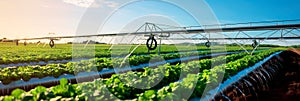 section of the pipeline where water is distributed through a drip irrigation system, conserving water and nourishing