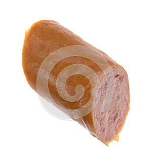 Section of Polska kielbasa on a white background photo