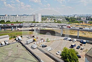 Section of road junction with car photo