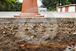 The section of road under constructions.