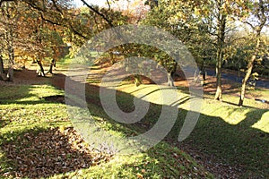 A section of the Roman Antonine Wall at Watling Lodge near Falkirk, Scotland