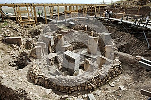 A section of the temple complex at Gobekli Tepe located 10km from Urfa in south-eastern Turkey.