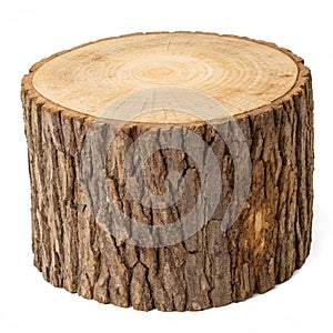 Tree trunk section isolated on white background