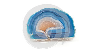 Section of a white and blue geode