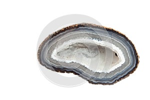 Section of a white and blue geode
