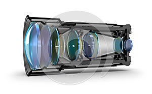 Sectional camera lens view